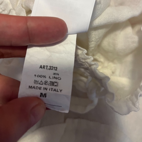 Retro white high waist pure linen gathered shorts bermudas NWT - Picture 8 of 9